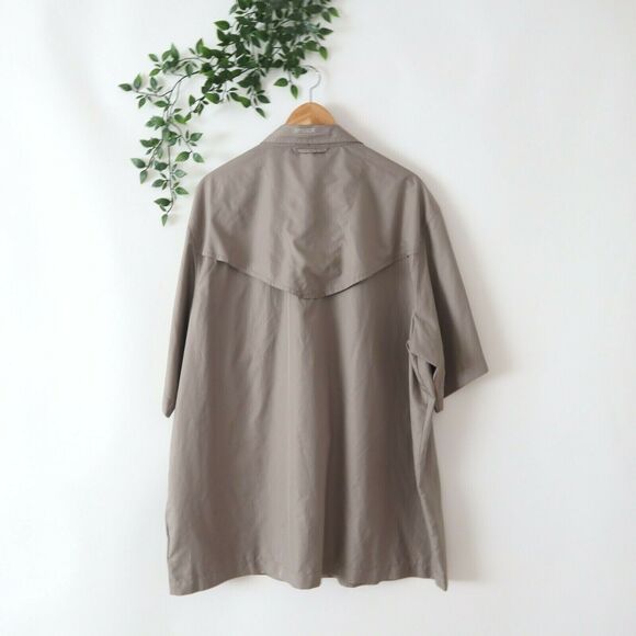 Spider Wire Short Sleeve Button Front Collared Brown Lightweight Shirt XL - Picture 2 of 4